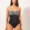 Slimming One Piece Swimsuit Black Dots