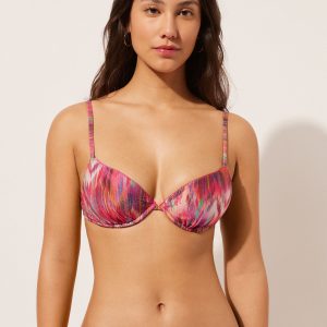 Push Up Swimsuit Top Multicolor Ethnic
