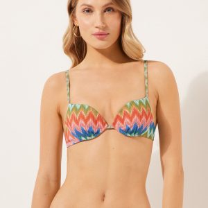 Super Push Up Swimsuit Top Elegant Chevron