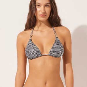 Triangle Swimsuit Top Black Dots