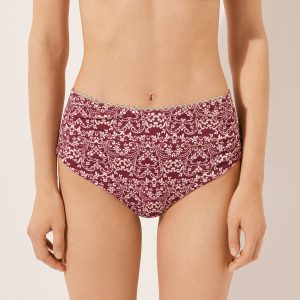 High Waist Shaping Swimsuit Bottoms Botanic Bordeaux