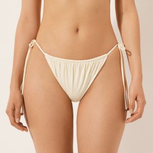 Brazilian String Swimsuit Bottom Shiny Satin