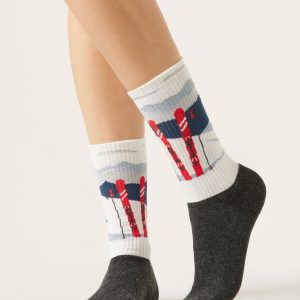 Mountain-Patterned Socks with Cashmere