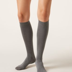Long Ribbed Cotton Socks