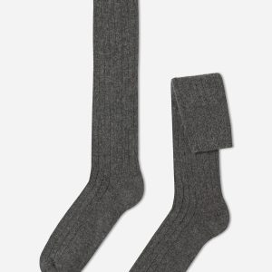 Men’s Ribbed Wool and Cashmere Long Socks