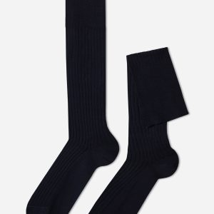 Men’s Lisle Thread Ribbed Long Socks
